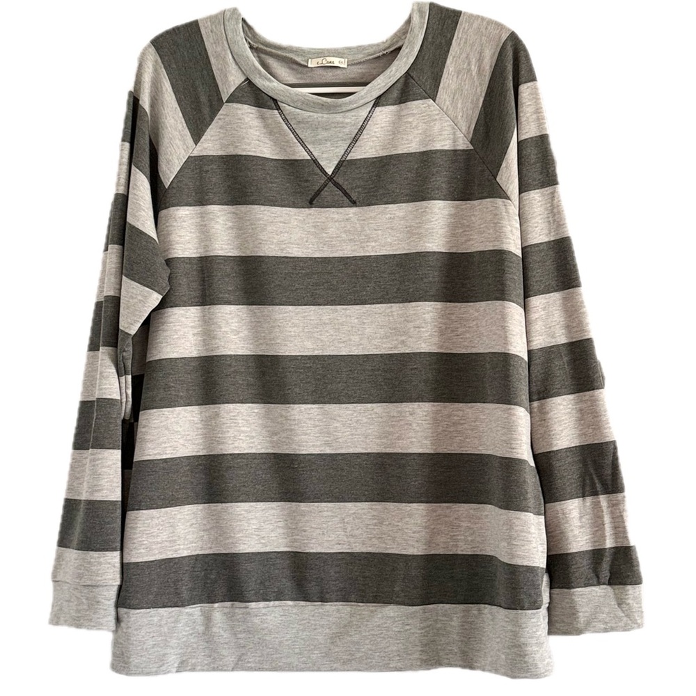 🌼 e.Luna Striped Gray Women's Top 1X